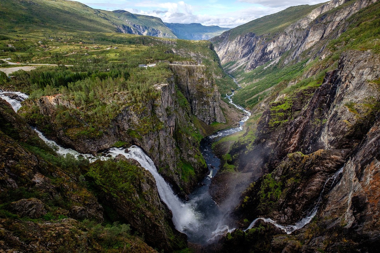Mountain with waterfall